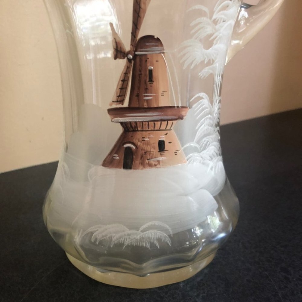 Antique Ruffled Edge Painted Pitcher - Picture 3 of 7